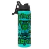 Metallic water bottle with safety lid, 850ml aluminum