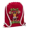 Backpack pouch GYMBAG Red, with pocket (40x48cm) & thick cords