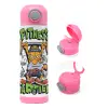 Children's hot water bottle, stainless steel, with safety straw, PINK (500ml)