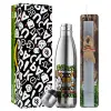 Easter Set, metallic stainless thermos flask (500ml) & scented flat Easter candle (30cm) (GRAY)