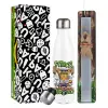 Easter candle, metallic white thermos bottle (500ml) & aromatic flat candle (30cm) (GRAY)
