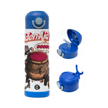 Elden-Aid, Elden Ring inspired , Παιδικό παγούρι θερμό, ανοξείδωτο, με καλαμάκι ασφαλείας, ΜΠΛΕ (500ml)