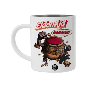 Elden-Aid, Elden Ring inspired , Λευκή Ανοξείδωτη Μεταλλική Κούπα 450ml - Διπλού Τοιχώματος 