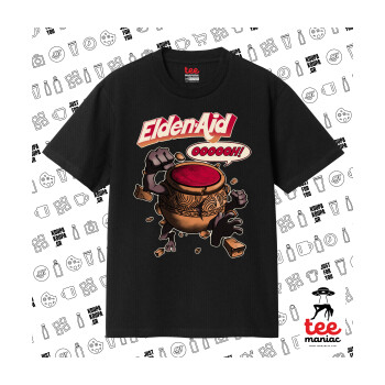 Elden-Aid, Elden Ring inspired , Κλασικό T-Shirt, διπλής ραφής, χωρίς πλευρικές ραφές ΜΑΥΡΟ από 100% βαμβάκι. Vegan & OEKO-TEX πιστοποιημένο.