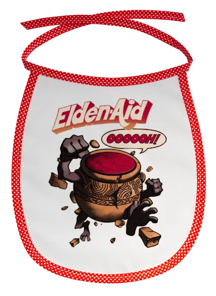 Elden-Aid — Stain-resistant baby bib with tie, red