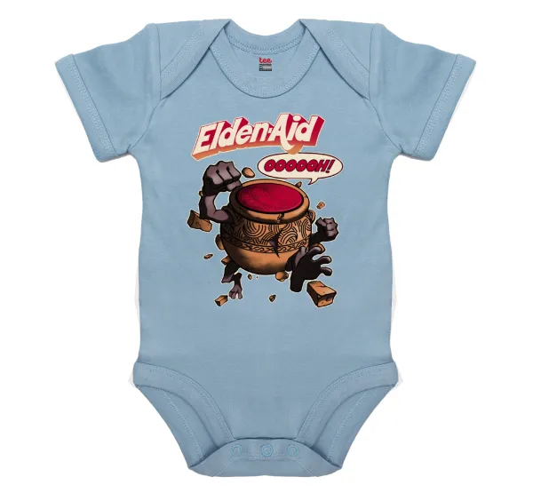 Elden-Aid — Short-sleeve baby bodysuit, 0-18 months, blue, 100% organic cotton