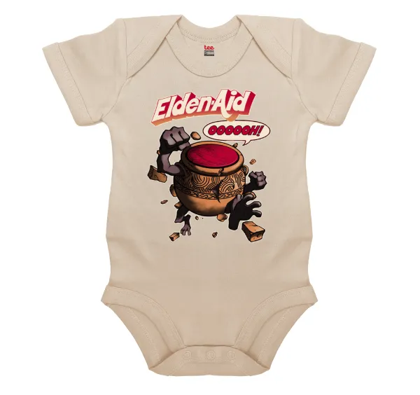 Elden-Aid — Short-sleeve baby bodysuit, 0-18 months, natural (ecru), 100% organic cotton