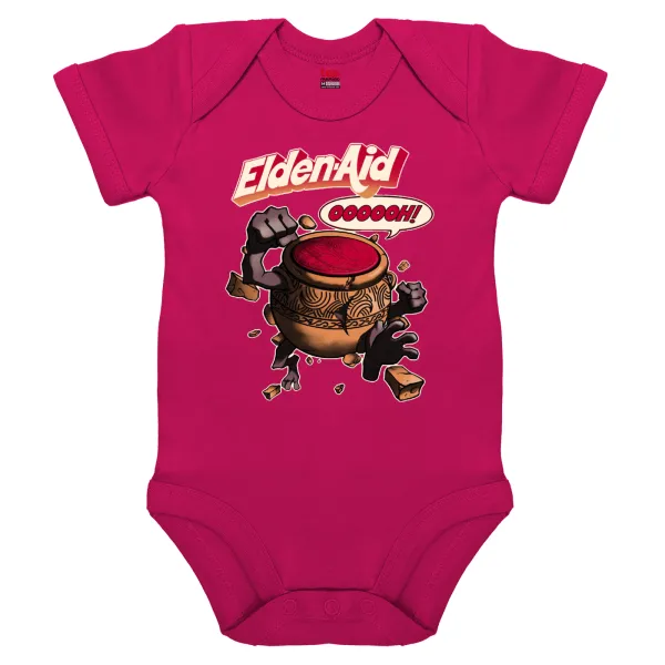 Elden-Aid — Short-sleeve baby bodysuit, 0-18 months, PINK, 100% organic cotton