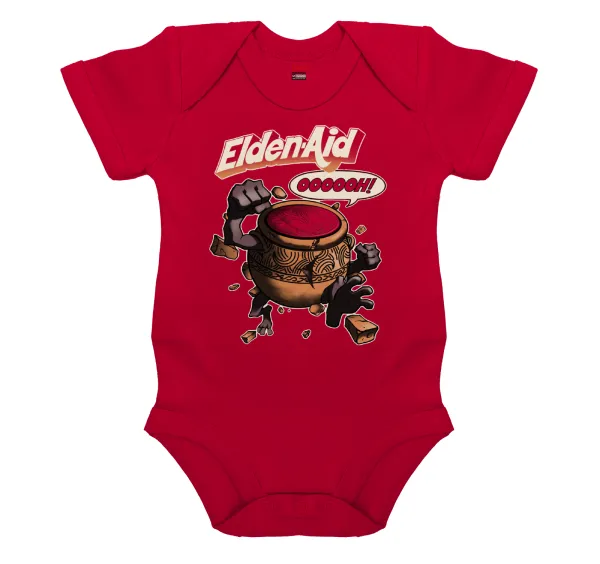 Elden-Aid — Short-sleeve baby bodysuit, RED, 100% organic cotton