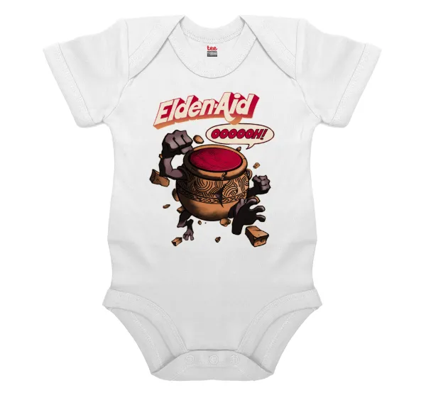 Elden-Aid — Short-sleeve baby bodysuit, 0-24 months, WHITE, 100% organic cotton