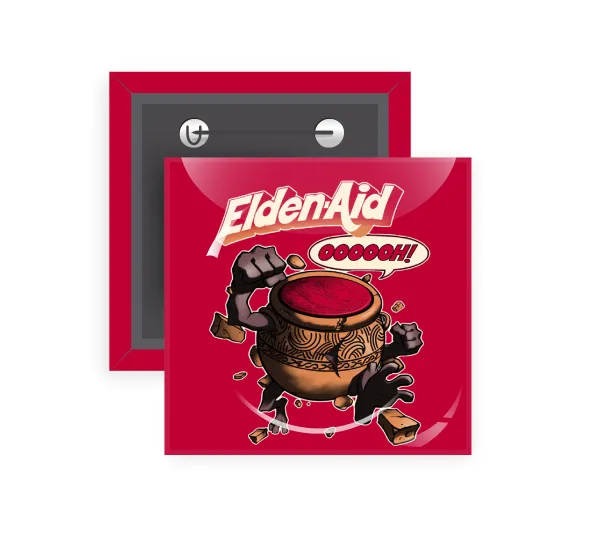 Elden-Aid — Square pin badge, 5x5cm
