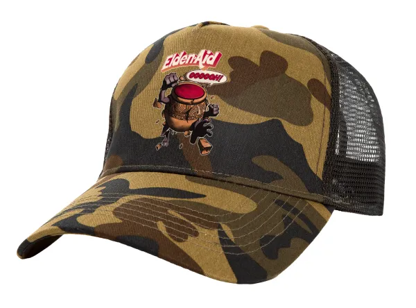 Elden-Aid — Adult Structured Trucker Hat, with Mesh, (Camouflage) Army (100% COTTON, ADULT, UNISEX, ONE SIZE)