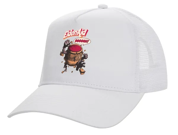 Elden-Aid — Structured Trucker Adult Hat, with Mesh, WHITE (100% COTTON, ADULT, UNISEX, ONE SIZE)