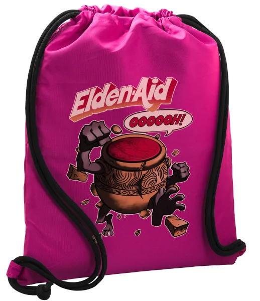 Elden-Aid — Backpack pouch GYMBAG Fuchsia, with pocket (40x48cm) & thick cords