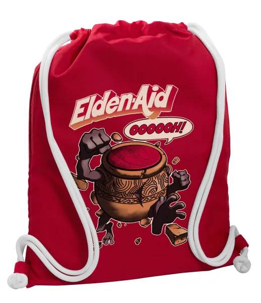 Elden-Aid — Backpack pouch GYMBAG Red, with pocket (40x48cm) & thick cords