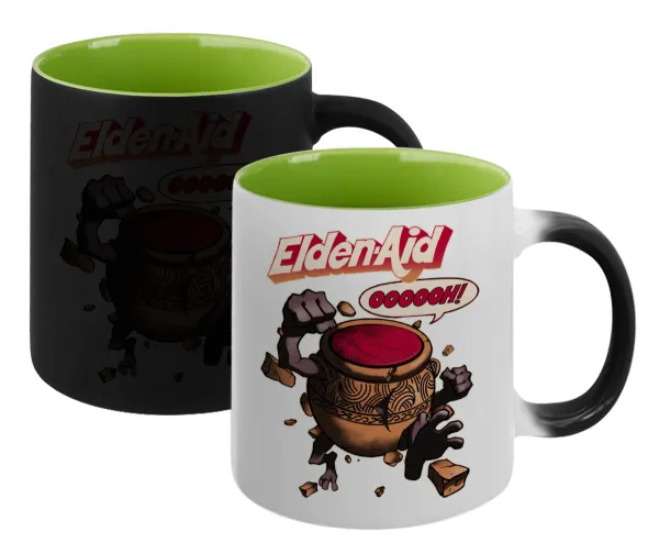 Elden-Aid — Magic mug with green interior, ceramic, 330ml, changes colour with hot drinks