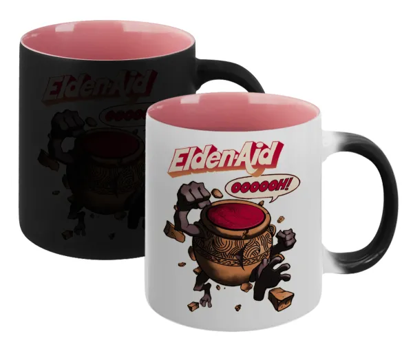 Elden-Aid — Magic mug with pink interior, ceramic, 330ml, changes colour with hot drinks