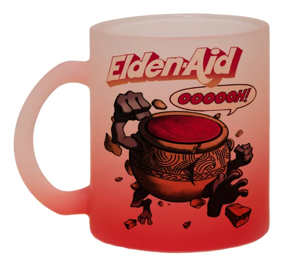 Elden-Aid — Two-tone glass mug with matte red base, 330ml