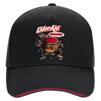Elden-Aid, Elden Ring inspired , DRILL Adult Ultimate Hat BLACK/RED, (100% COTTON, ADULT, UNISEX, ONE SIZE)