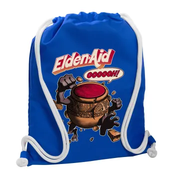 Elden-Aid, Elden Ring inspired , Backpack pouch GYMBAG Blue, with pocket (40x48cm) & thick cords