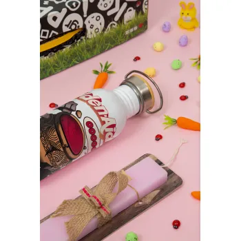 Elden-Aid, Elden Ring inspired , Πασχαλινή Λαμπάδα με παγούρι μεταλλικό (620ml, stainless steel) & κερί αρωματικό πλακέ (30cm) (ΡΟΖ)