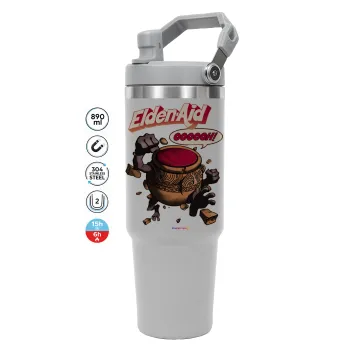 Elden-Aid, Elden Ring inspired , ΓΚΡΙ χρώματος Θερμός Ανοξείδωτο 890ml (30oz) με χερούλι