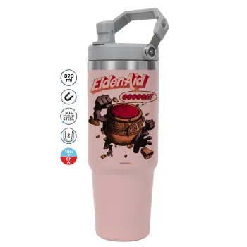 Elden-Aid, Elden Ring inspired , ΡΟΖ χρώματος Θερμός Ανοξείδωτο 890ml (30oz) με χερούλι