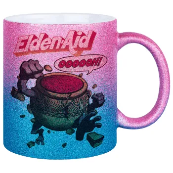 Elden-Aid, Elden Ring inspired , Κούπα Χρυσή/Μπλε Glitter, κεραμική, 330ml