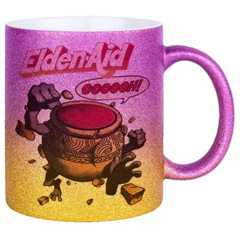 Elden-Aid, Elden Ring inspired , Κούπα Χρυσή/Ροζ Glitter, κεραμική, 330ml
