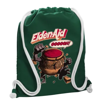Elden-Aid, Elden Ring inspired , Τσάντα πλάτης πουγκί GYMBAG BOTTLE GREEN, με τσέπη (40x48cm) & χονδρά λευκά κορδόνια