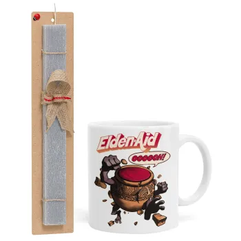 Elden-Aid, Elden Ring inspired , Πασχαλινή Λαμπάδα με Κούπα κεραμική (330ml) & κερί αρωματικό πλακέ (30cm) (ΓΚΡΙ)