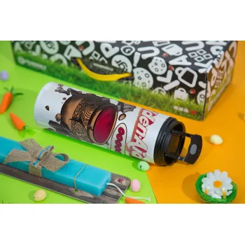 Elden-Aid, Elden Ring inspired , Πασχαλινή Λαμπάδα με Travel Tumbler θερμό με διπλό καπάκι (600ml, BPA free) & κερί αρωματικό πλακέ (30cm) (ΤΙΡΚΟΥΑΖ)