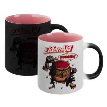 Elden-Aid, Elden Ring inspired , Κούπα Μαγική εσωτερικό ΡΟΖ, κεραμική 330ml που αλλάζει χρώμα με το ζεστό ρόφημα