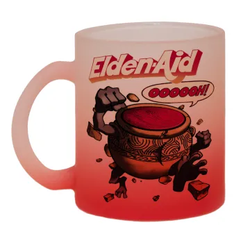 Elden-Aid, Elden Ring inspired , Κούπα γυάλινη δίχρωμη με βάση το κόκκινο ματ, 330ml