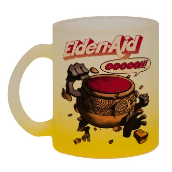 Elden-Aid, Elden Ring inspired , Κούπα γυάλινη δίχρωμη με βάση το κίτρινο ματ, 330ml