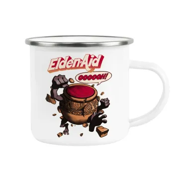 Elden-Aid, Elden Ring inspired , Κούπα Μεταλλική εμαγιέ λευκη 360ml