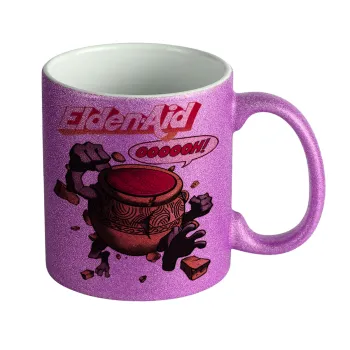 Elden-Aid, Elden Ring inspired , Κούπα Μωβ Glitter που γυαλίζει, κεραμική, 330ml