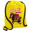 Τσάντα πλάτης πουγκί GYMBAG Κίτρινη, με τσέπη (40x48cm) & χονδρά κορδόνια