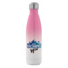 Metal mug thermos Pink/White (Stainless steel), double wall, 500ml
