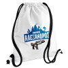 Backpack pouch GYMBAG white, with pocket (40x48cm) & thick cords