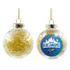 Transparent Christmas tree ball ornament with gold filling 8cm