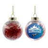 Transparent Christmas tree ball ornament with red filling 8cm