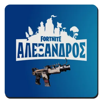 Fortnite with gun με το όνομα σου, Τετράγωνο μαγνητάκι ξύλινο 9x9cm