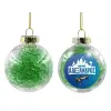 Transparent Christmas tree ball ornament with green filling 8cm