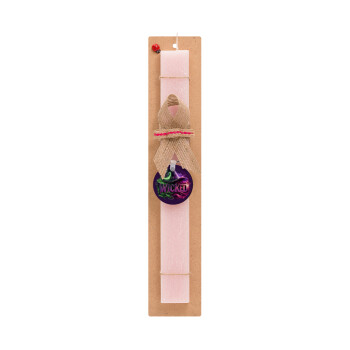 Wicked, Easter Set, wooden keychain & scented flat Easter candle (30cm) (PINK)