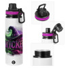 Metallic water bottle with safety lid, 850ml aluminum