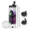 Travel Tumbler 2 Lids, with metal straw & cleaning brush (Stainless steel 304 Food grade, BPA free, 600ml)