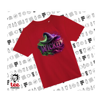 Wicked, Άνετο παιδικό T-Shirt ΚΟΚΚΙΝΟ από 100% βαμβάκι, για κάθε μέρα. Vegan & OEKO-TEX πιστοποιημένο.