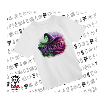 Wicked, Άνετο παιδικό T-Shirt ΛΕΥΚΟ από 100% βαμβάκι, για κάθε μέρα. Vegan & OEKO-TEX πιστοποιημένο.