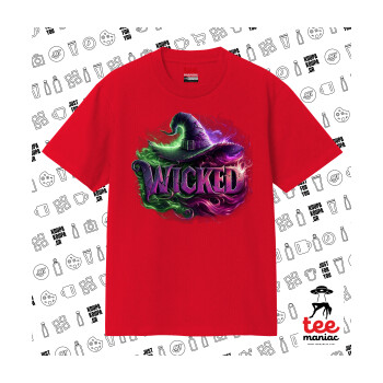 Wicked, Κλασικό T-Shirt, διπλής ραφής, χωρίς πλευρικές ραφές ΚΟΚΚΙΝΟ από 100% βαμβάκι. Vegan & OEKO-TEX πιστοποιημένο.